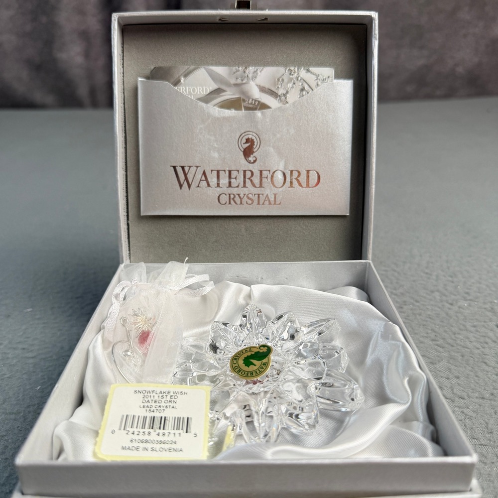 Waterford Crystal Snowflake Wishes 2011 1st Edition Dated Ornament 154707 Boxed